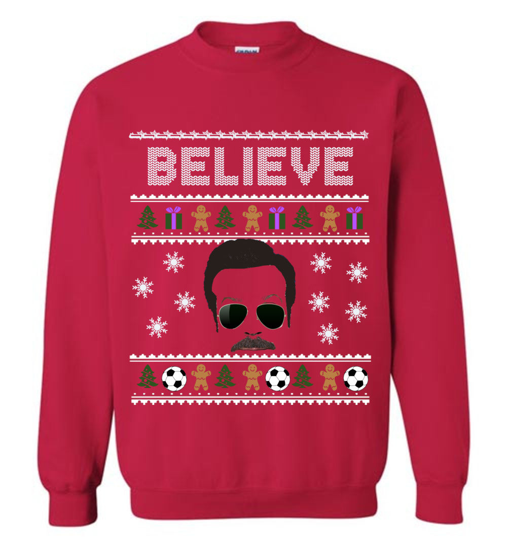 Ted Lasso Believe Christmas Sweater Red Sweatshirt Bring Me Tacos