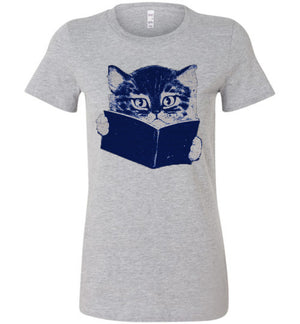 Cat Reading A Book Roseanne Ladies Tee
