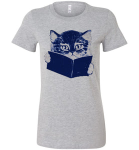Cat Reading A Book Roseanne Ladies Tee