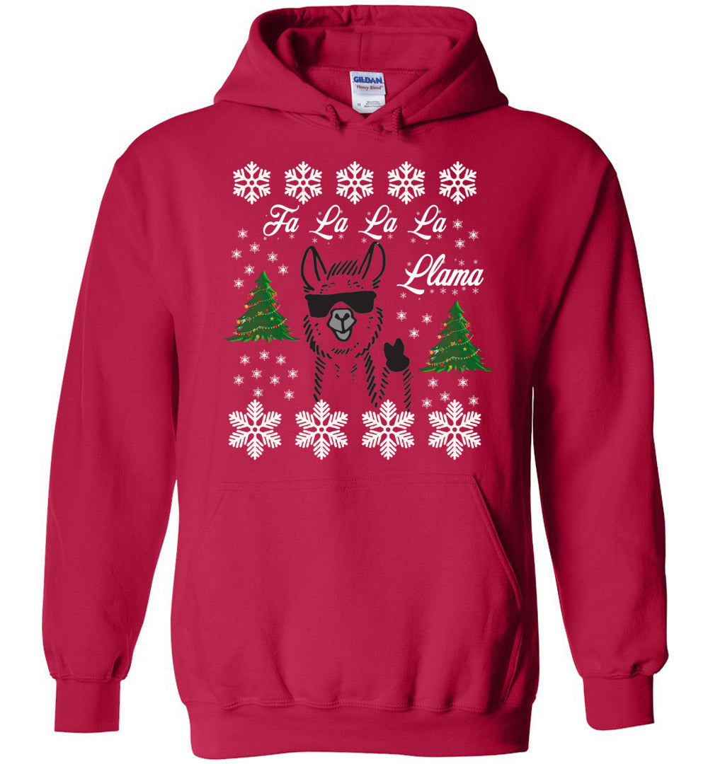 Llama with Sunglasses Ugly Christmas Hooded Sweatshirt