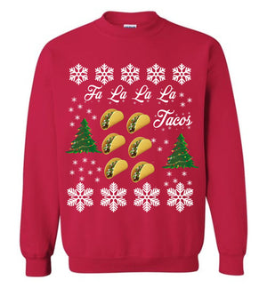 Ugly Christmas Sweatshirt Tacos Falalala Funny