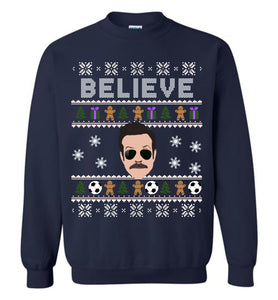 Ted Lasso Believe Christmas Sweater Navy