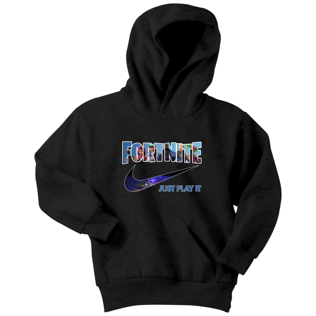 Fornite Just Play It Youth Hoodie Black or Navy